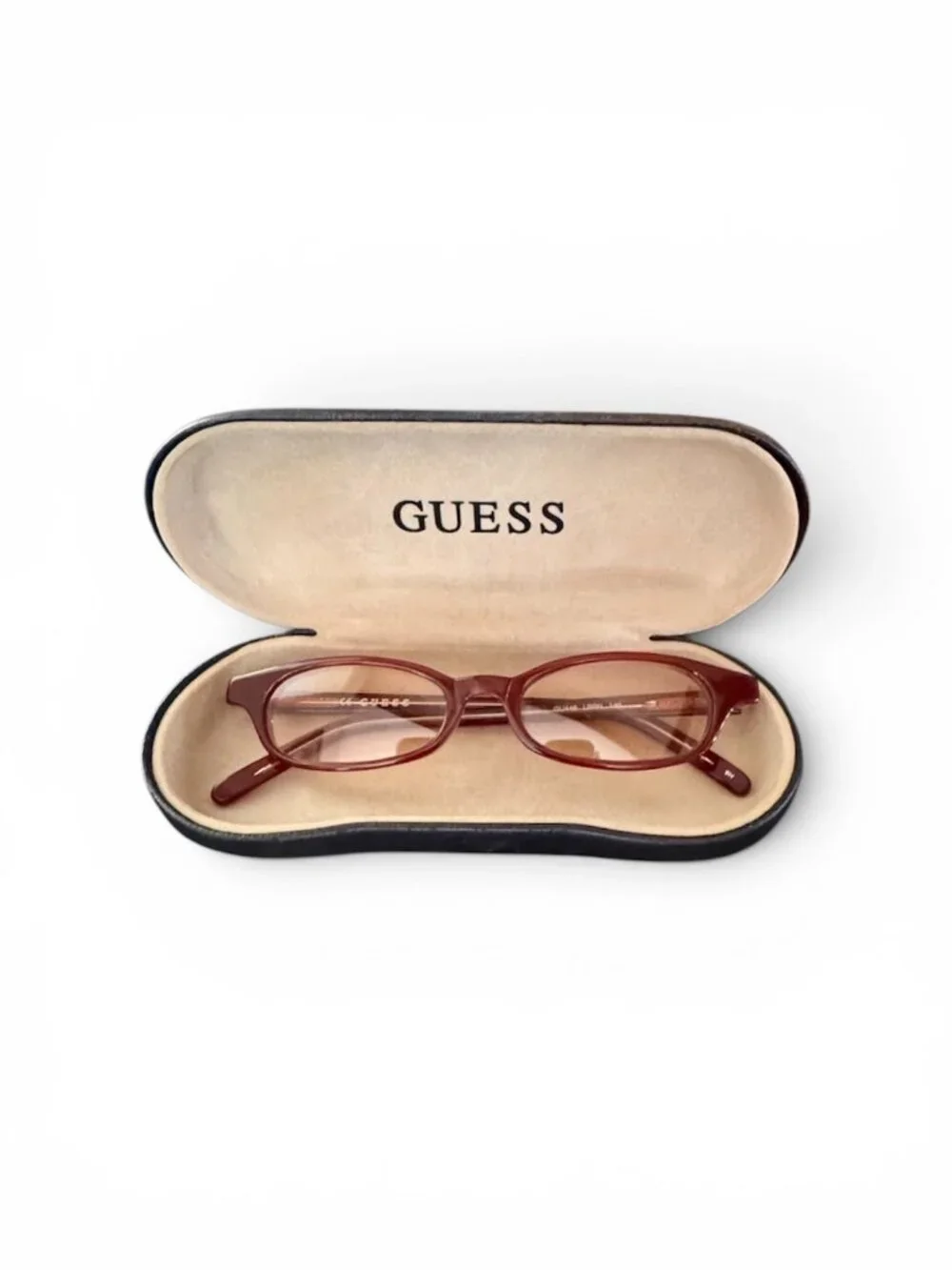 Vintage 90s/Y2K GUESS Glasses + Case - Brown